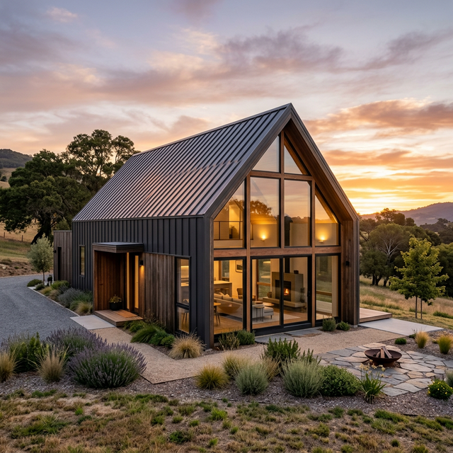 Эко-барнхаус с панорамной крышей 135 кв.м - фото проекта