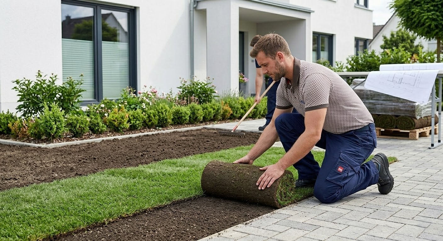 Укладка газона